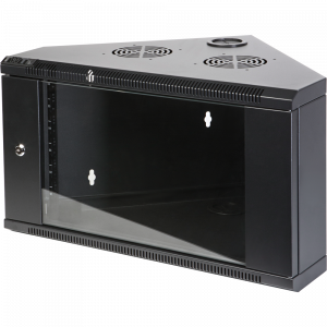 Шкаф настенный угловой глубиной 430мм, стеклянная дверь, черный